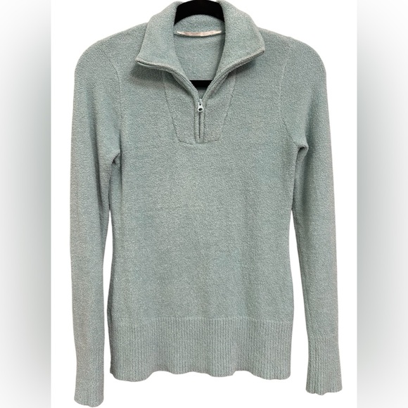 Athleta Women’s Baby Blue Teddy Cozy Baby Blue Quarter Zip Long Sleeve Top Small - Picture 1 of 6